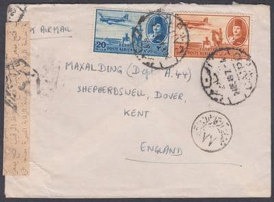 1949 Egypt Airmail / Censor to Dover. Kent
