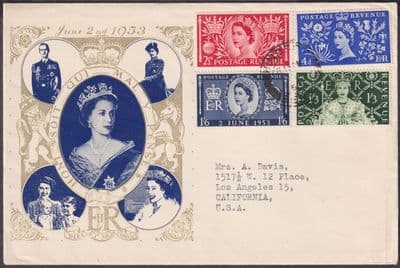 1953 QEII Coronation Illustrated FDC; Windsor / Berks CDS to Los Angeles