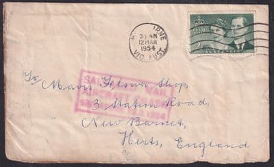 1954 Australia to England; Airmail; Salvaged Mail Aircraft Crash Singapore