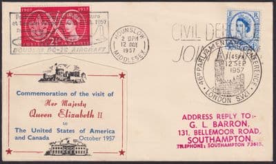 1957 Parliamentry Conference FDC; 'Big Ben' London SW1 SHS; unusual; see notes