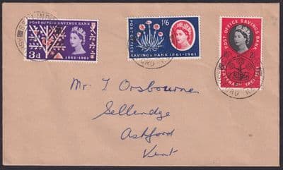 1961 Post Office Savings Bank FDC;  Sellindge / Ashford Kent CDS