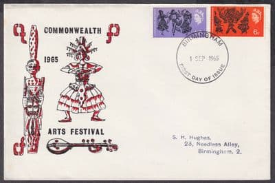 1965 Commonwealth Arts Festival scarce Tolley Holmes FDC; Birmingham FDI