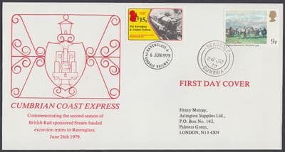 1970Cumbrian Coast Express 15p Railway Letter FDC;Seasome/Cumbria CDS;Ravenglass