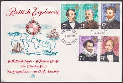 1973 QEII British Explorers FDC; Windsor Berks FDI