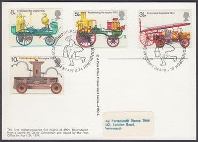 1974 Fire Service Full Set on PHQ 6 'Maximum' Card; Edinburgh Bureau SHS; scarce