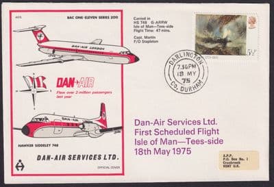 1975 Dan-Air  Isle of Man - Teeside FFC; Darlington / Co.Durham CDS