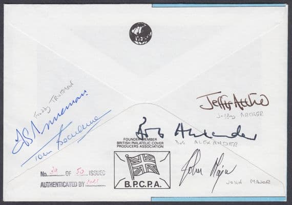 1990 Nat West Bank Trophy Cover; signed John Major(PM), Jeffery Archer+ 3 others
