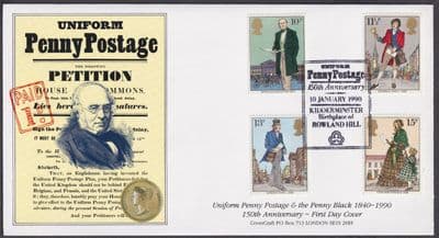 1990 Uniform Penny Postage Commemorative Cover; Rowland Hill, Kidderminster SHS