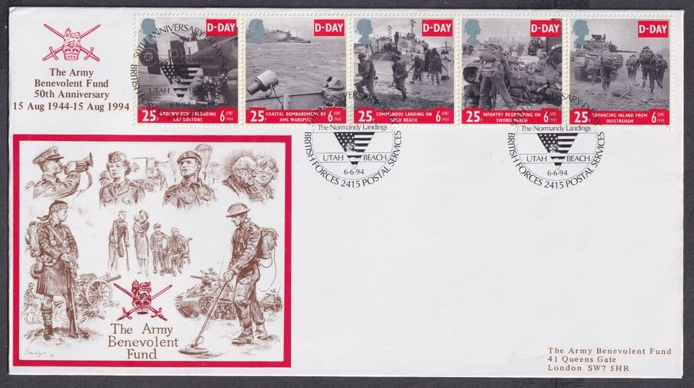 1994 D-Day Army Denelovent Fund Official FDC; BFPS 2415 SHS;