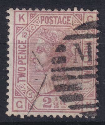 2 1/2d rosy mauve Plate 12; SG 141 CAT £85; Good Used; see both scans