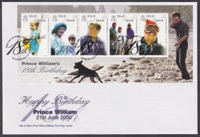 2000 Isle of Man Prince William Happy Birthday FDC; SHS