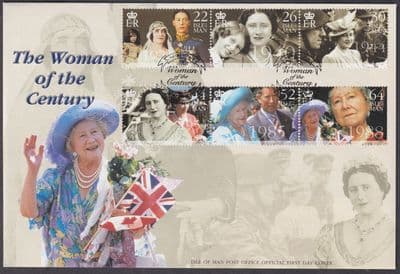 2000 Isle of Man Queen Mother The Woman of the Century FDC; SHS