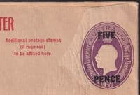 Australia 5d overprint on 4 1/2d KGV Head Mint Registered Envelope; scans