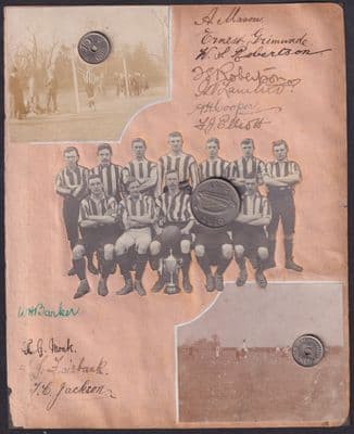 circa 1908 early Football Team Autographs + Photos; possibly London Caledonian?
