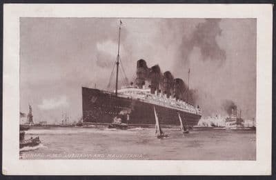 Cunard RMS Lusitania /  Mauretania Postcard posted 1909 in Anglesey