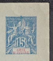France; Cote D'Ivoire 15c sealed Mint Stationery Envelope