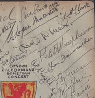 London Caledonians 1909 Bohemian Concert superb Scrapbook Autograph Page