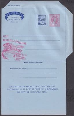 Rhodesia & Nyasaland QEII 6d Air Letter/Aerogramme;Fishing Eastern Dist'; Mint