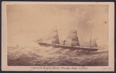 RMS CUBA original Cabin Plan Card; Cunard Royal Mail Screw Steam Ship