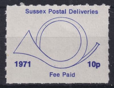 Sussex Postal Deliveries 10p MNH Fee Paid; 1971 Postal Strike