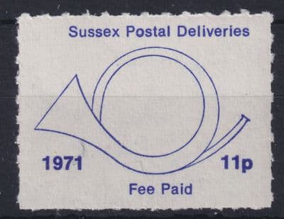 Sussex Postal Deliveries 11p MNH Fee Paid; 1971 Postal Strike
