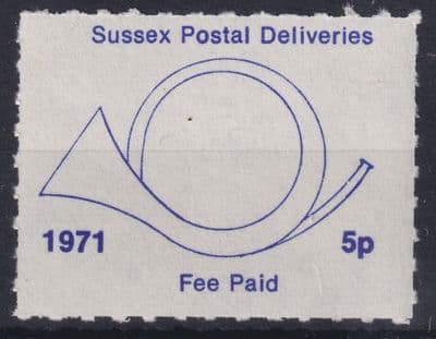 Sussex Postal Deliveries 5p MNH Fee Paid; 1971 Postal Strike