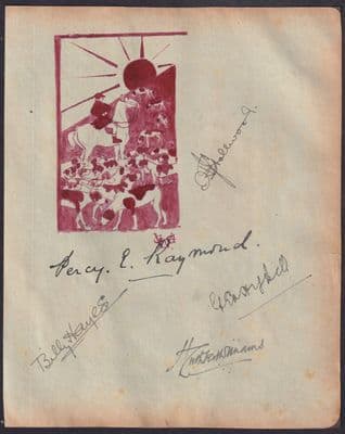 TS Roberton Foxhunting Watercolour Scrap Book Page + Autographs