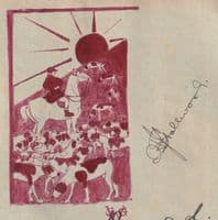 TS Roberton Foxhunting Watercolour Scrap Book Page + Autographs