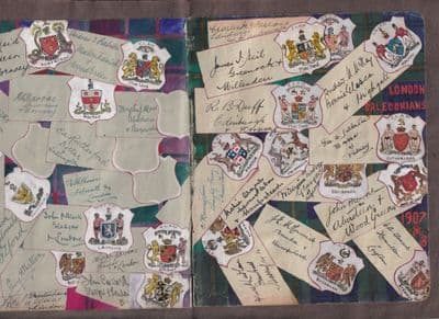 TS Robertson re London Caledonian; Autographs / watercolour Crests; ex Scrapbook