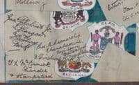 TS Robertson re London Caledonian; Autographs/watercolour Crests; ex Scrapbook;B