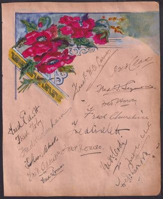 TS Robertson Watercolour Scrapbook Page inc. numerous Autographs / Signed