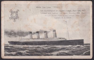 White Star Line RMS Titanic likely circa 1910 Postcard; Unposted; toning/grubby
