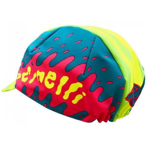 Casquette De Cyclisme Cinelli Ana Benaroya - Serpent Luciole, Jaune Et Bleu Clair - Taille Unique