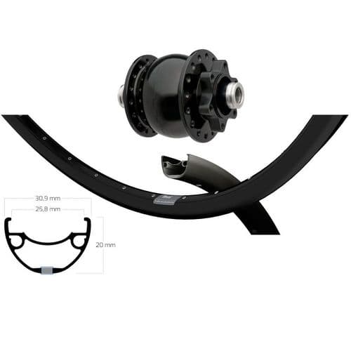 Handbuilt Wheel: SON 28 Disc Dynamo Hub 6-Bolt 12 x 100/Ryde Rival 26 29