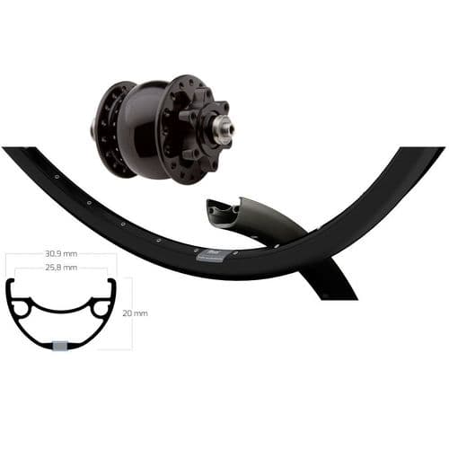 Handbuilt Wheel: SON 28 Disc Dynamo Hub 6-Bolt 9 x 100/Ryde Rival 26 27.5