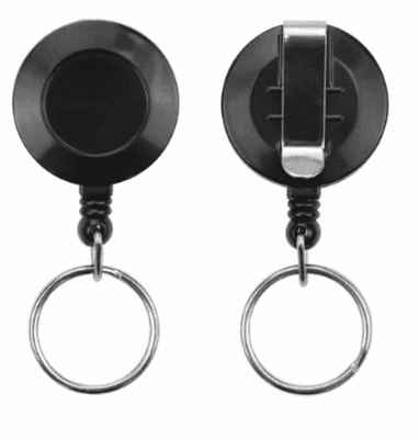 BLACK YO-YO RETRACTABLE ID BADGE REEL WITH KEY LOOP