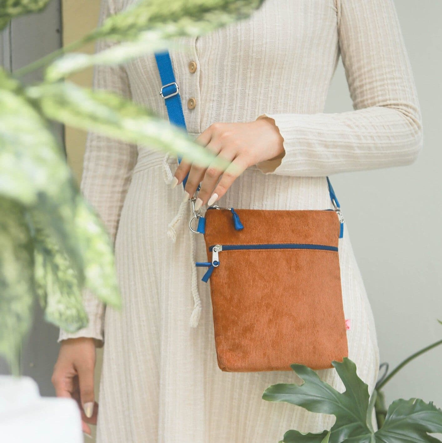 Lua Designs Cross Body Purse Corduroy Caramel