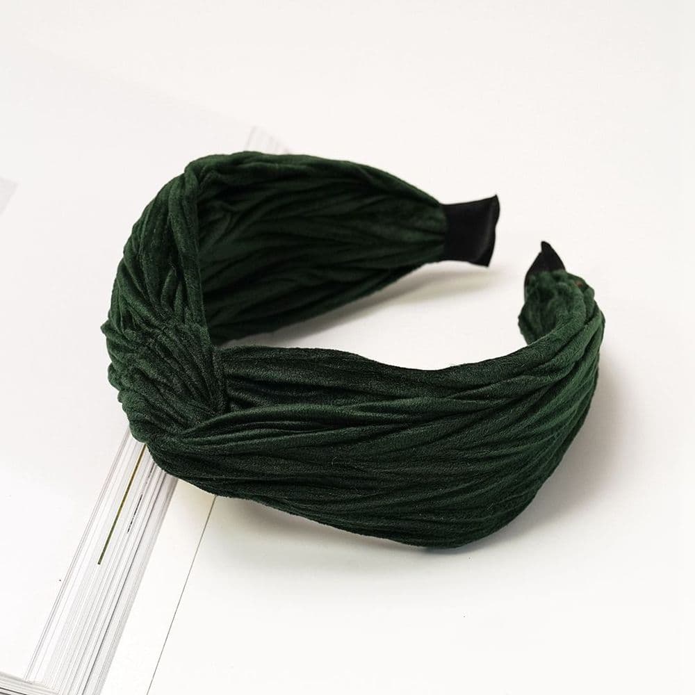 Red Cuckoo Pleated Velvet Green Headband