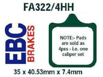 FA322/4 x 2, EBC, KEVLAR, MOTORCYCLE BRAKE PADS