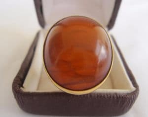 Amazing Huge Amber 18ct gold early Victorian Georgian heavy ring rare