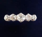 Beautiful art deco 18ct 18k gold and platinum 0.80ct diamond five stone vintage antique ring