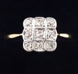 Beautiful art deco 18ct 18k gold and platinum diamond vintage antique cluster ring