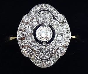 Beautiful art deco 18ct gold and platinum 0.56ct diamond vintage antique cluster ring
