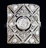 Beautiful art deco platinum 0.65ct diamond cluster vintage antique panel ring