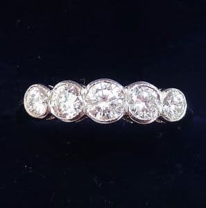 Beautiful art deco platinum 0.75ct diamond five stone vintage antique ring