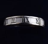 Big beautiful 18ct 18k white gold Tiffany & co Atlas roman numerals vintage ring size S1/2