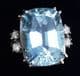 Fabulous art deco 18ct 18k white gold 17ct emerald cut aquamarine and diamond vintage antique ring