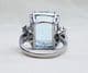 Fabulous art deco 18ct 18k white gold 17ct emerald cut aquamarine and diamond vintage antique ring