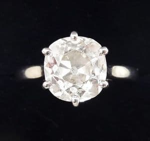 Fabulous art deco 18ct 18K white gold certified 2.51ct cushion cut diamond vintage antique solitaire