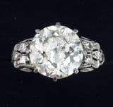 Fabulous art deco 18ct white gold 2.93ct diamond solitaire vintage antique engagement ring